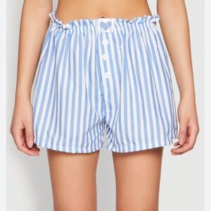 Blue and White Striped Boxer Women's Shorts
